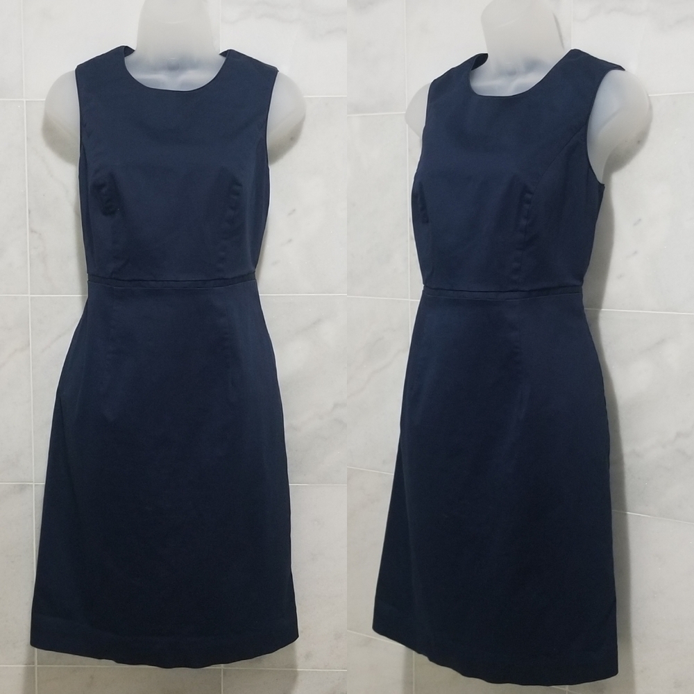 Boden Sheath Dress Sleeveless Navy Blue Knee Length 8R